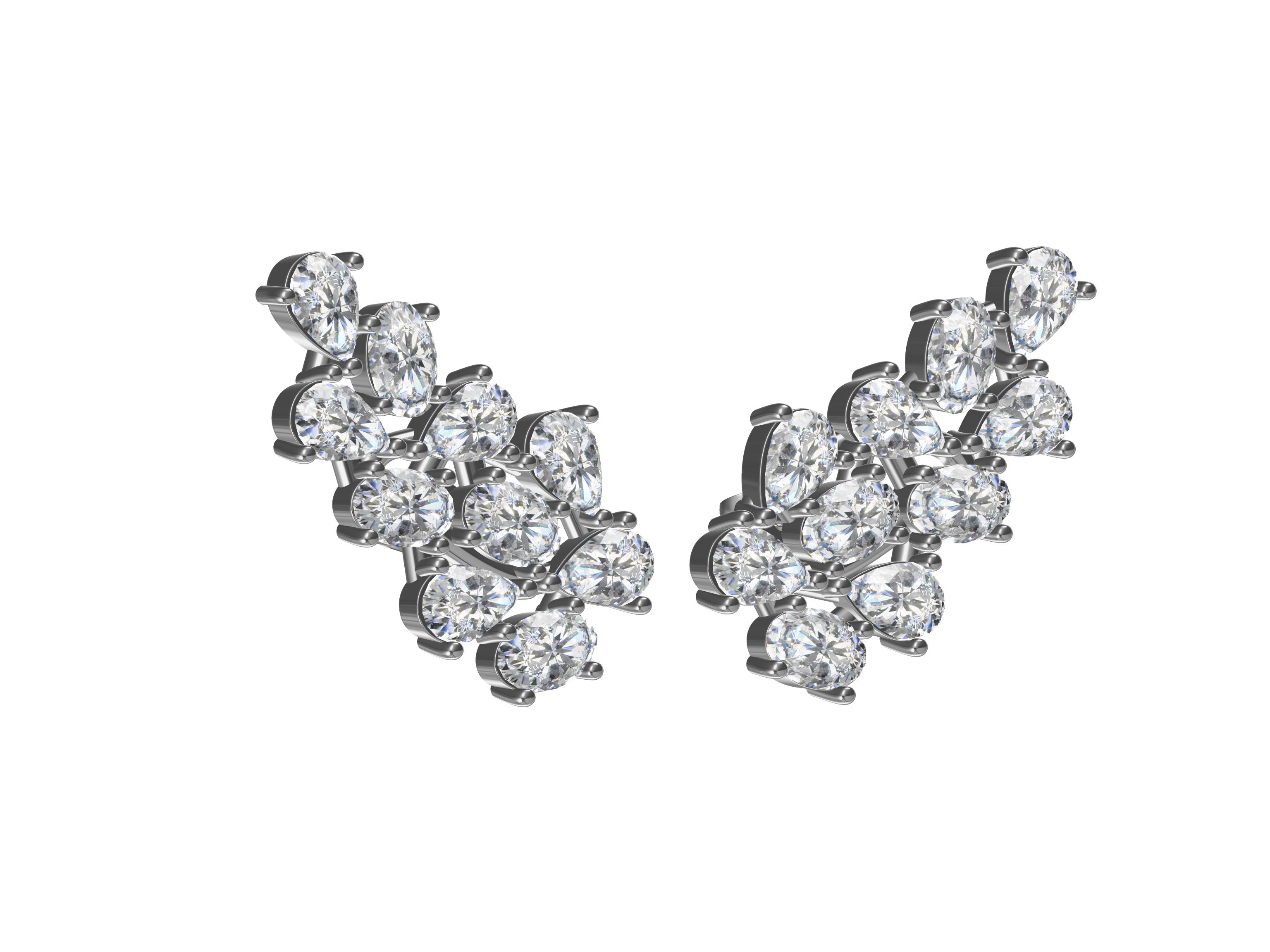 Pear and Oval Shape Diamond Earrings