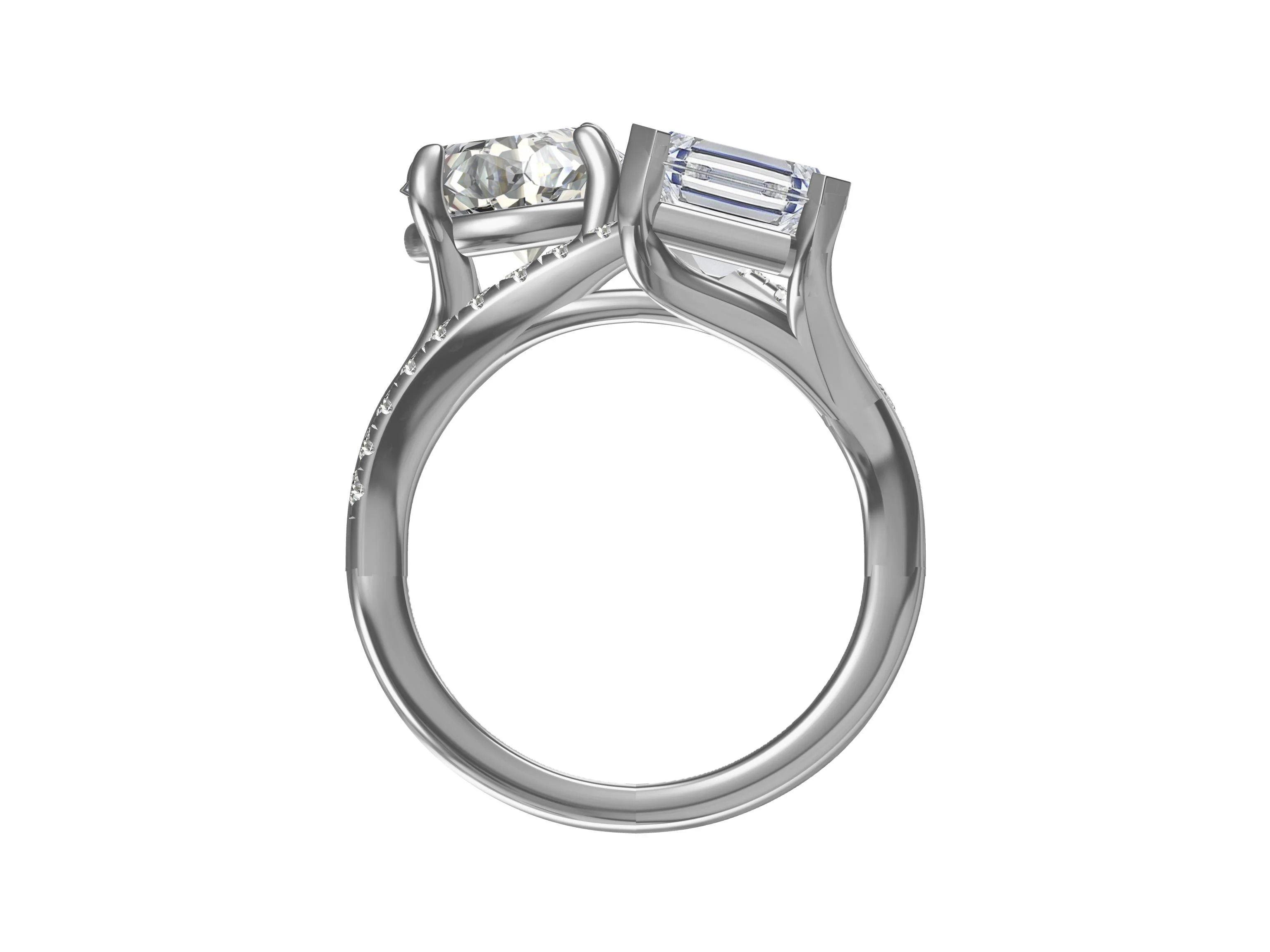 Duo love-charm silver ring