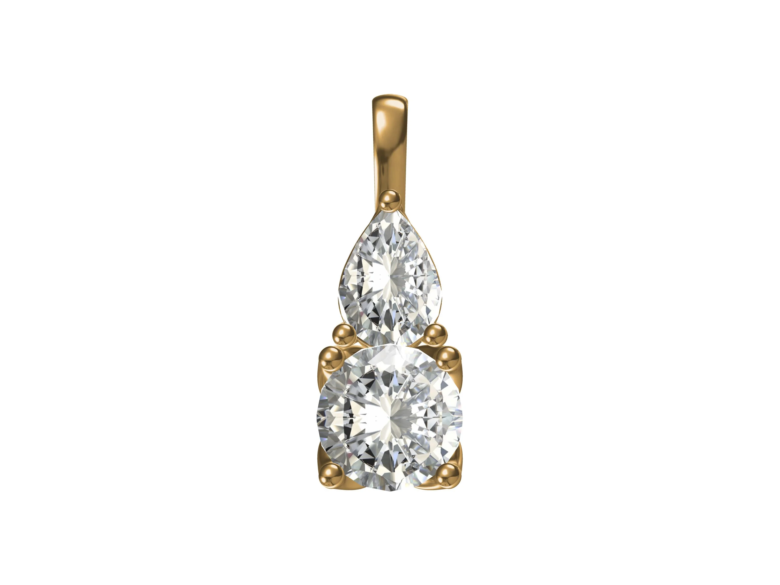 Dual Beauty of Pear & Round Gold Pendant