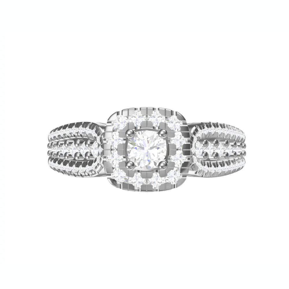 Round Shape Silver Diamond Ring