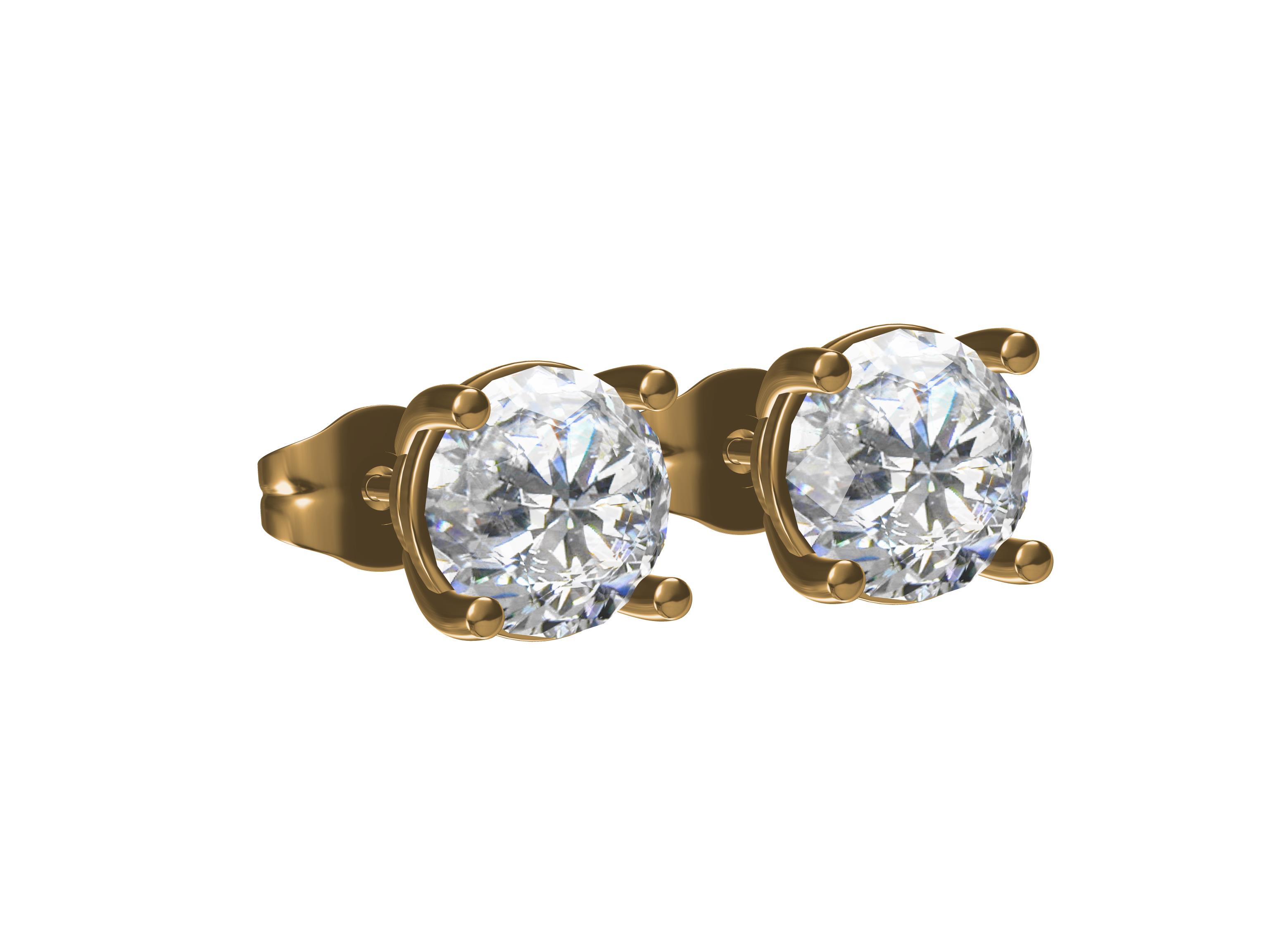 Round Stone Stud Earrings