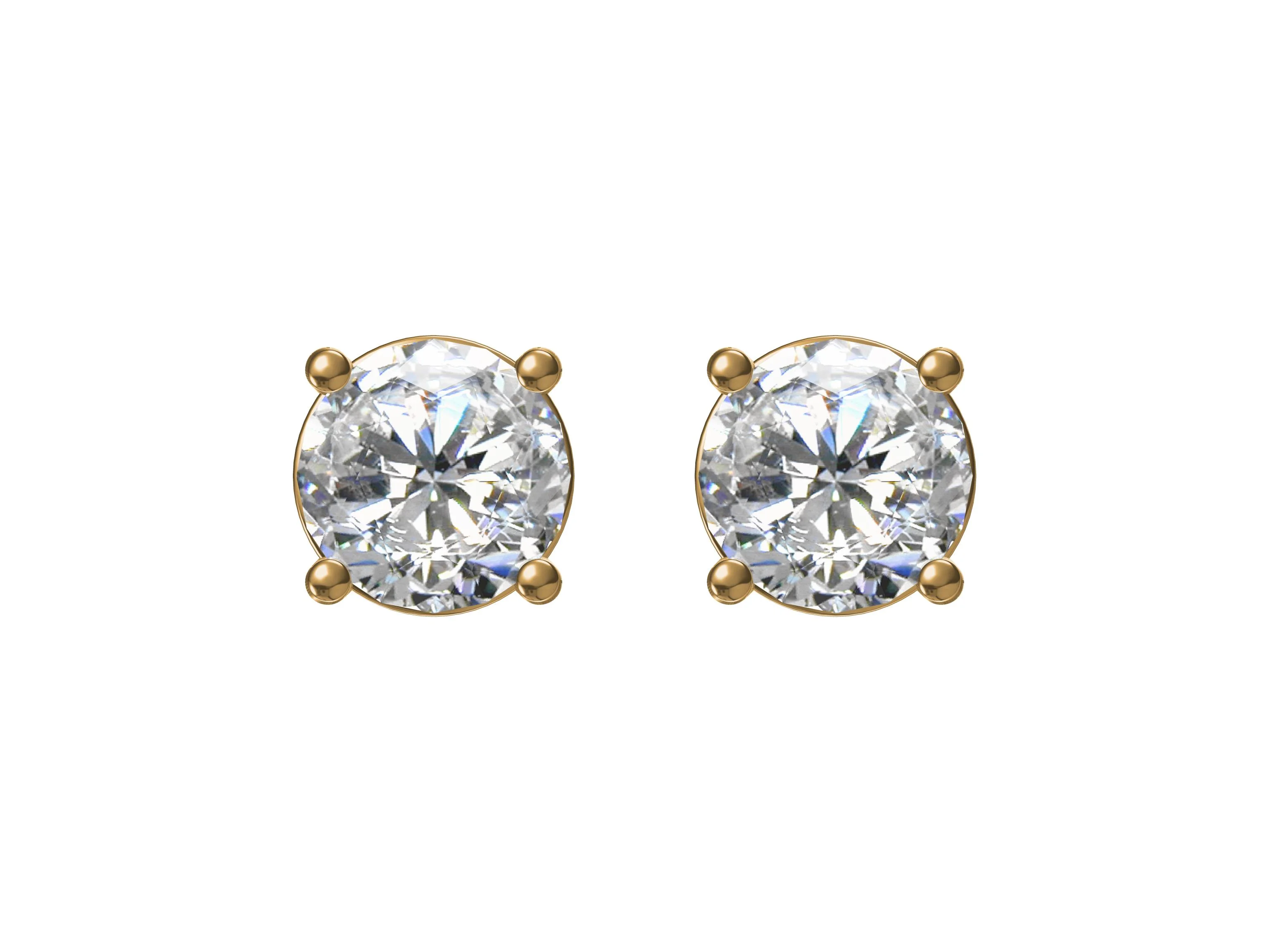 Round Stone Stud Earrings