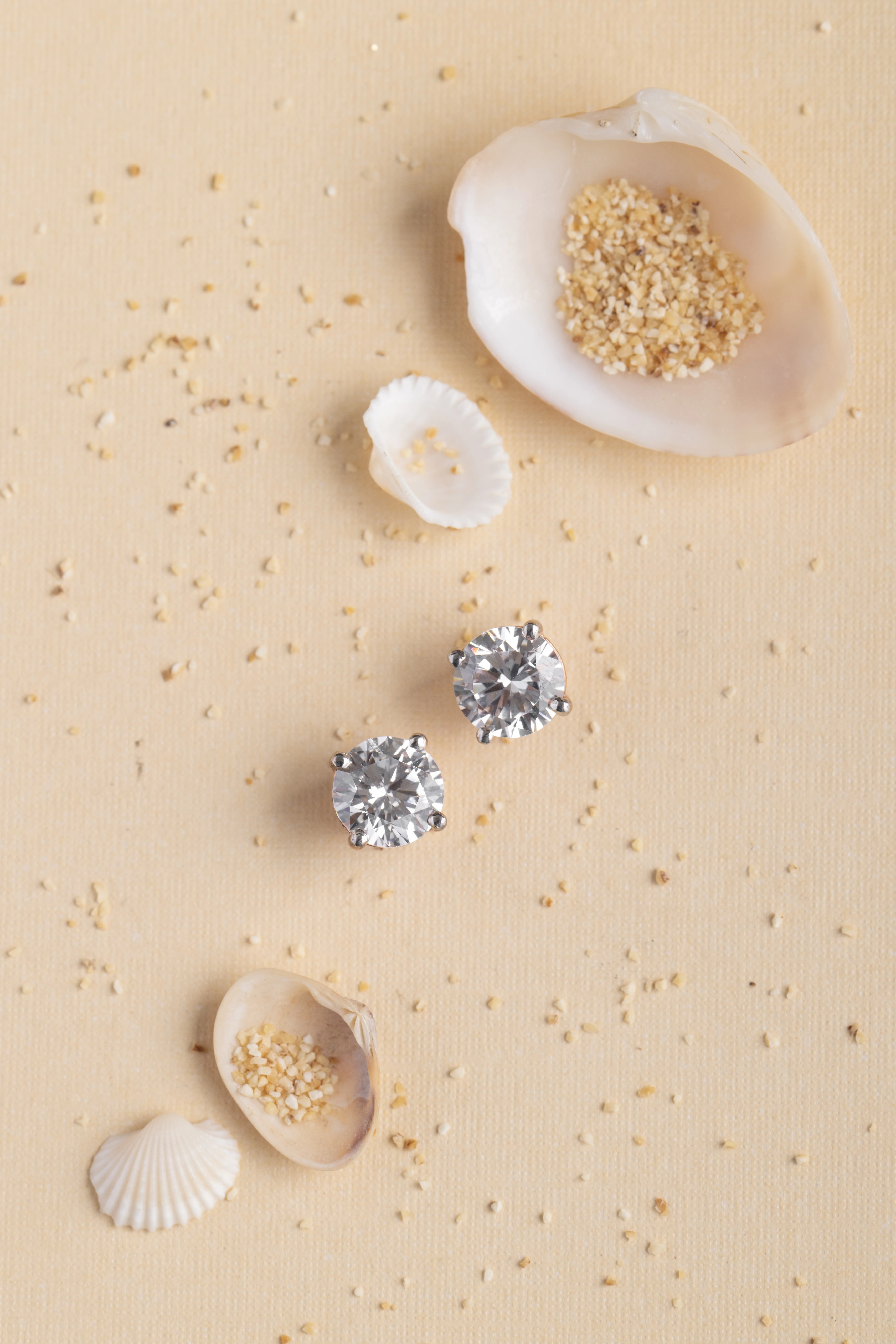 Round Stone Stud Earrings