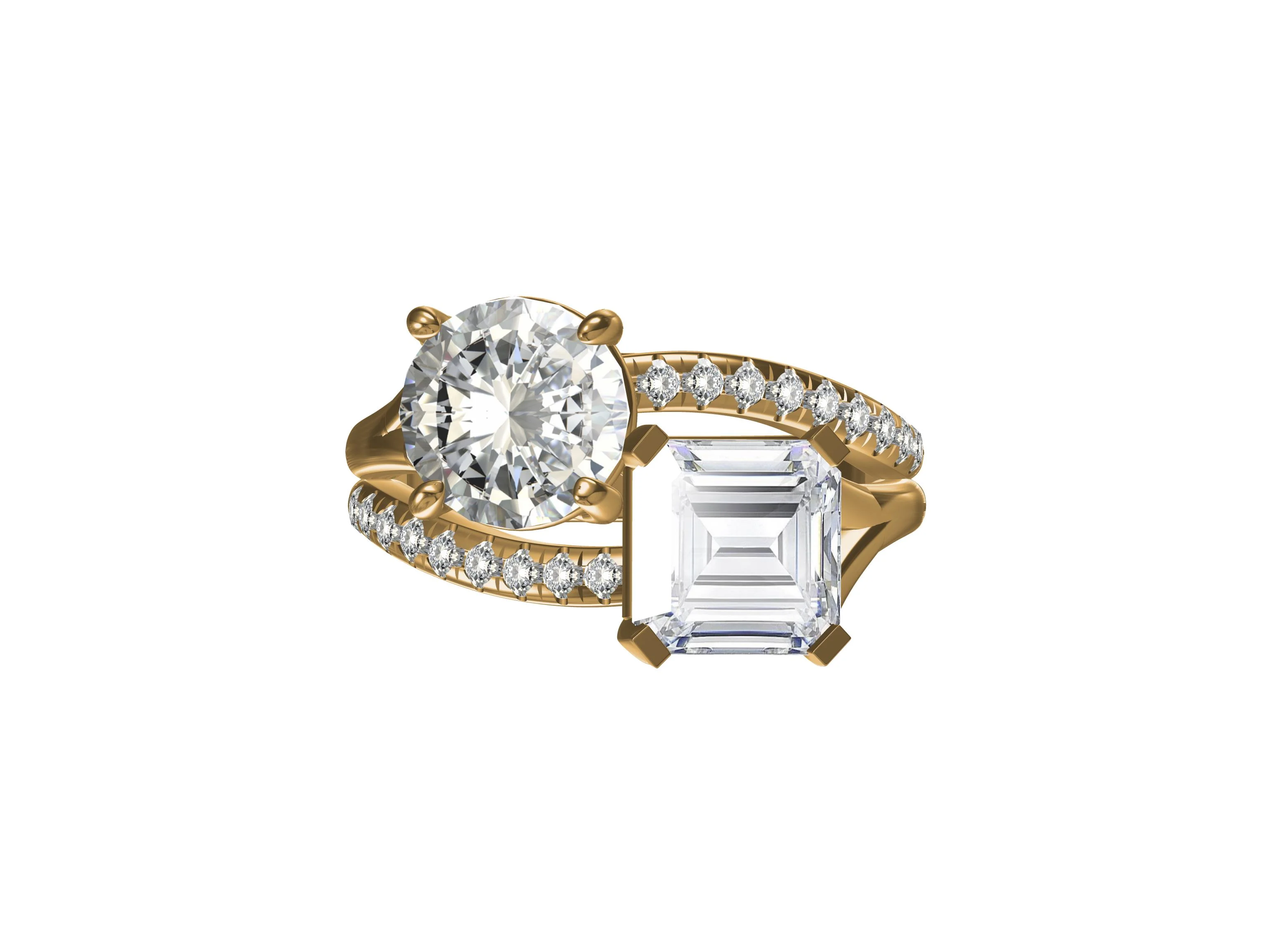 Duo love-charm silver ring