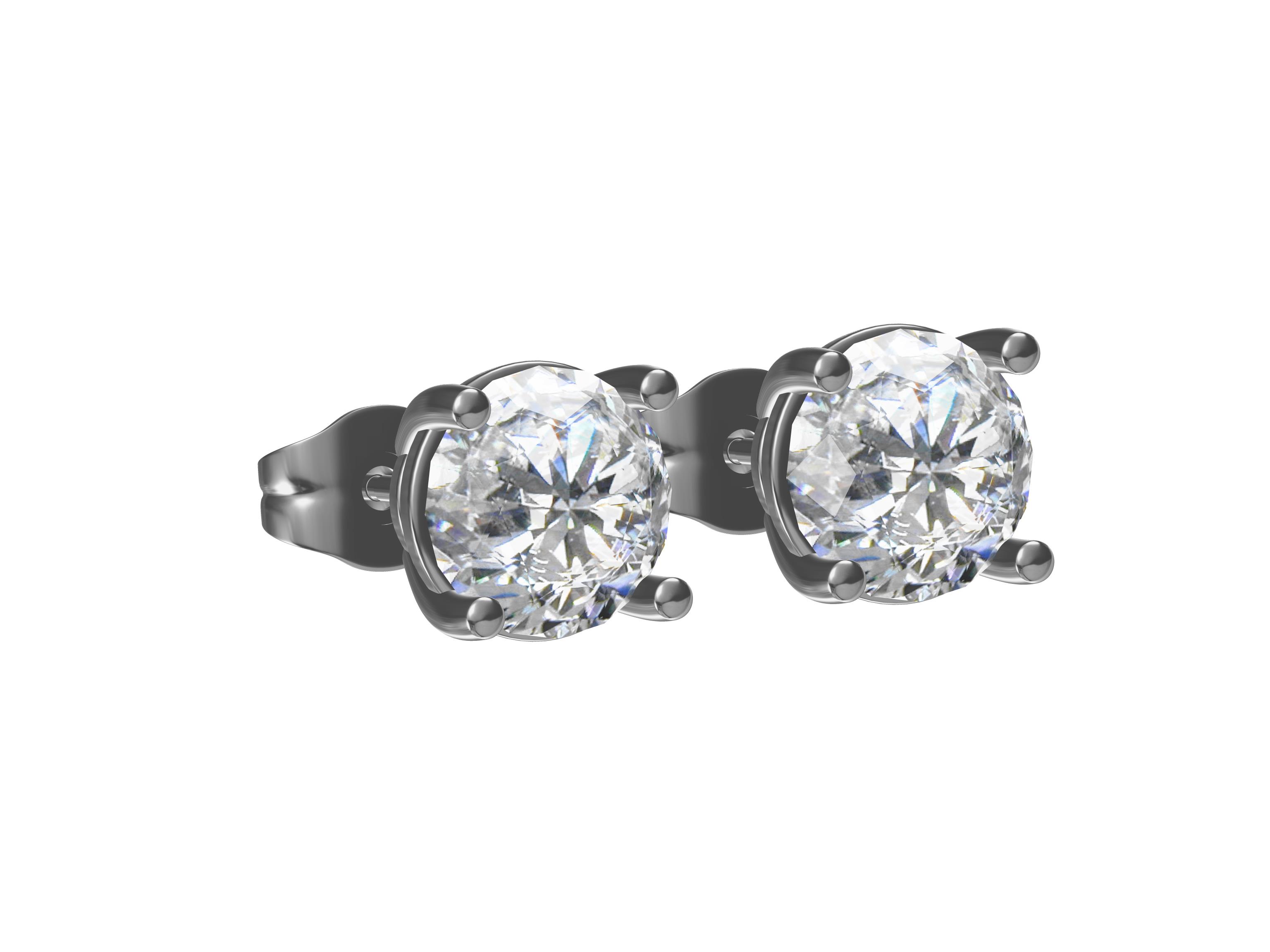 Round Stone Stud Earrings