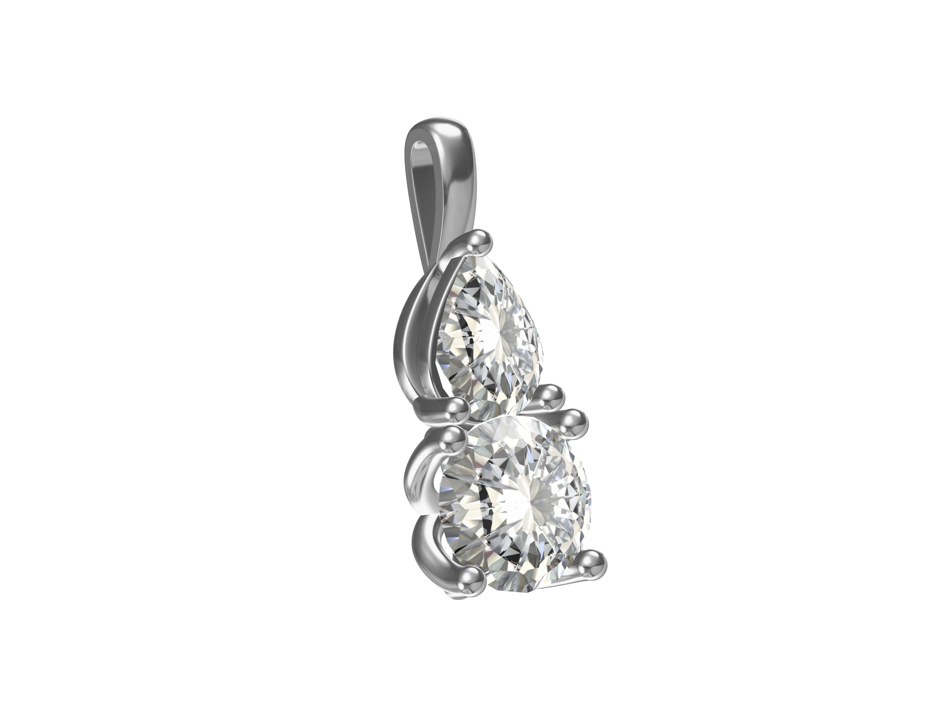 Dual Beauty of Pear & Round Gold Pendant