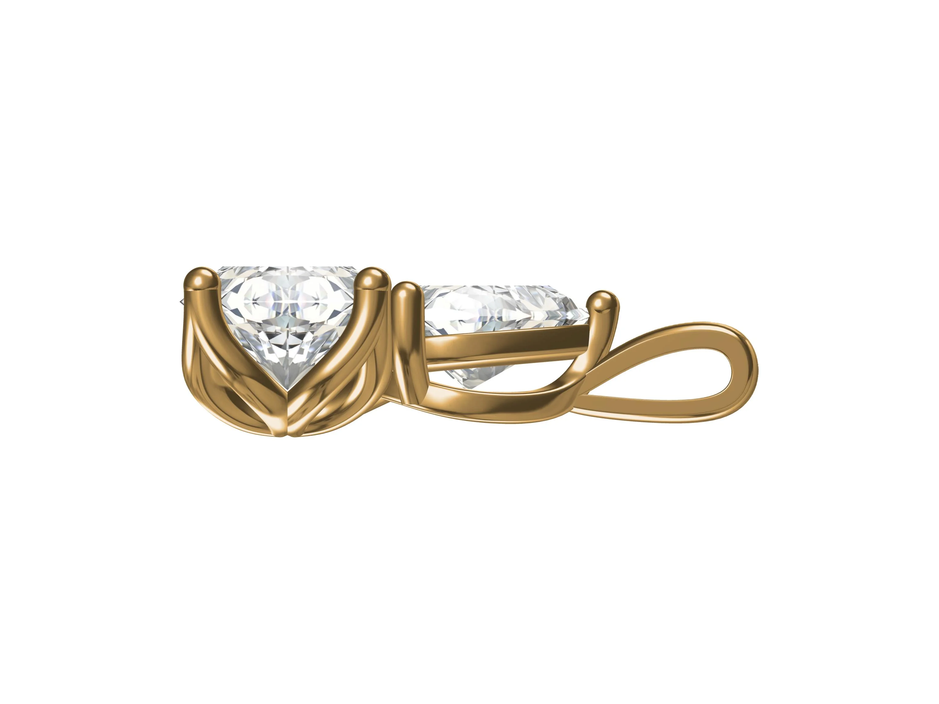 Dual Beauty of Pear & Round Gold Pendant