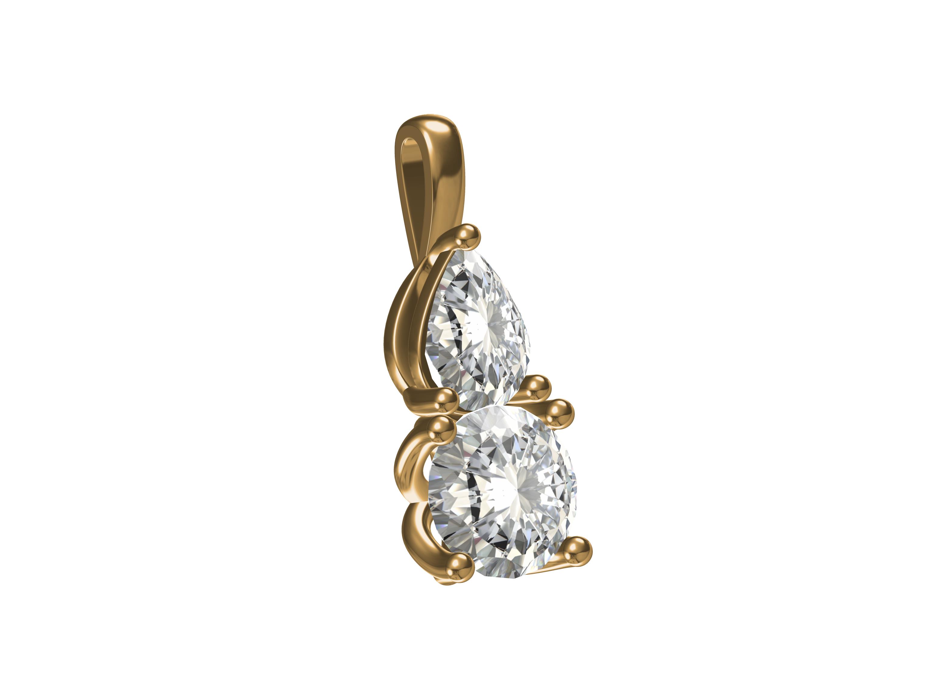 Dual Beauty of Pear & Round Gold Pendant