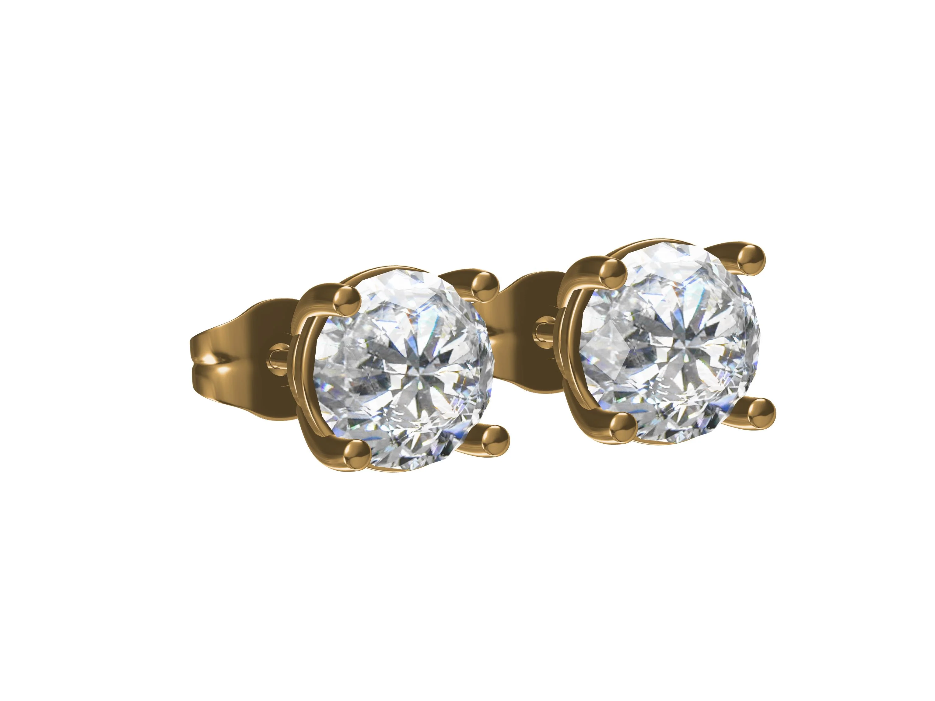 Round Stone Stud Earrings