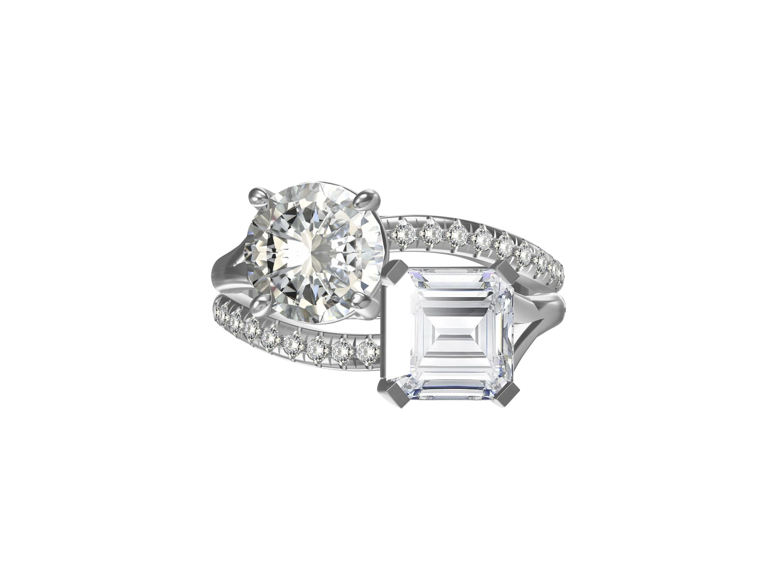 Duo love-charm silver ring
