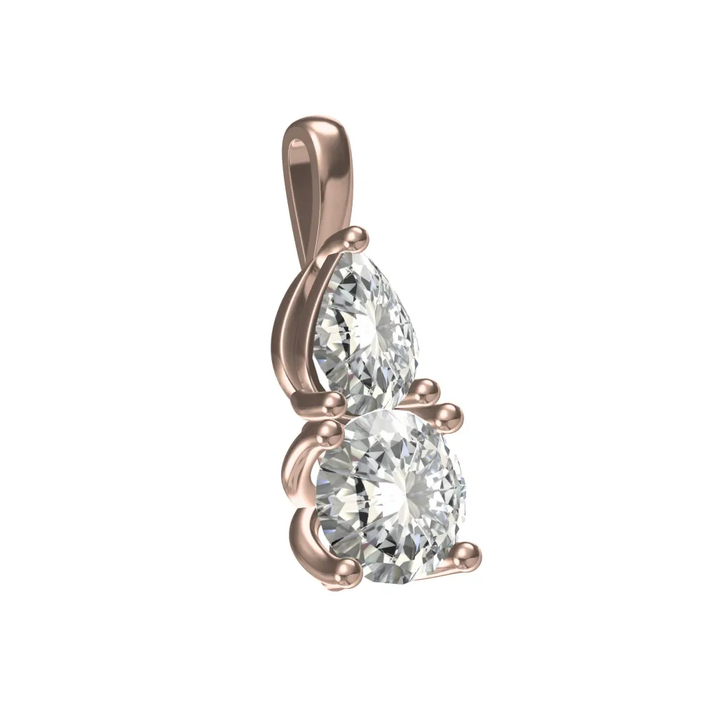 Dual Beauty of Pear and Round Diamond Pendant