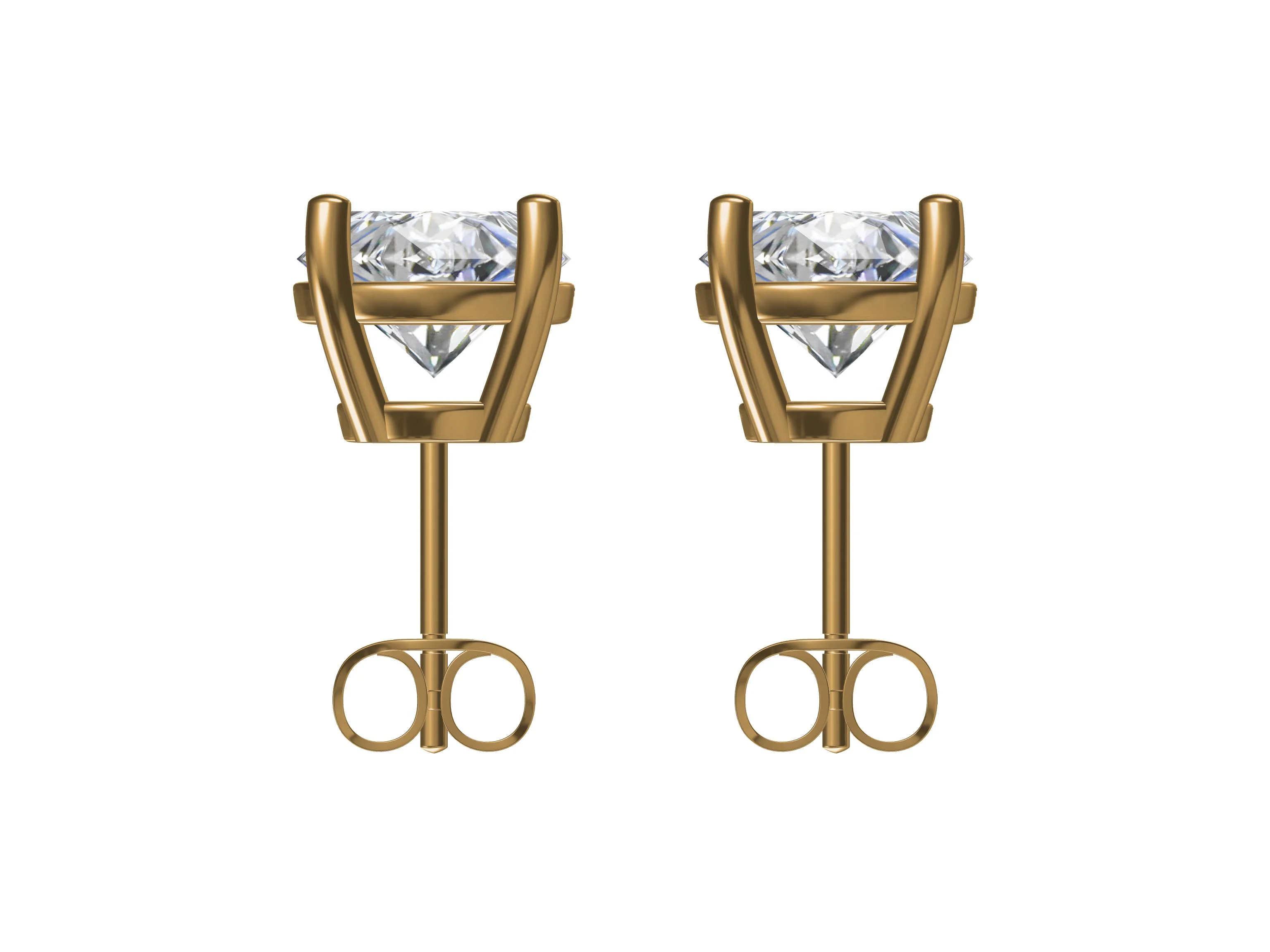 Round Stone Stud Earrings