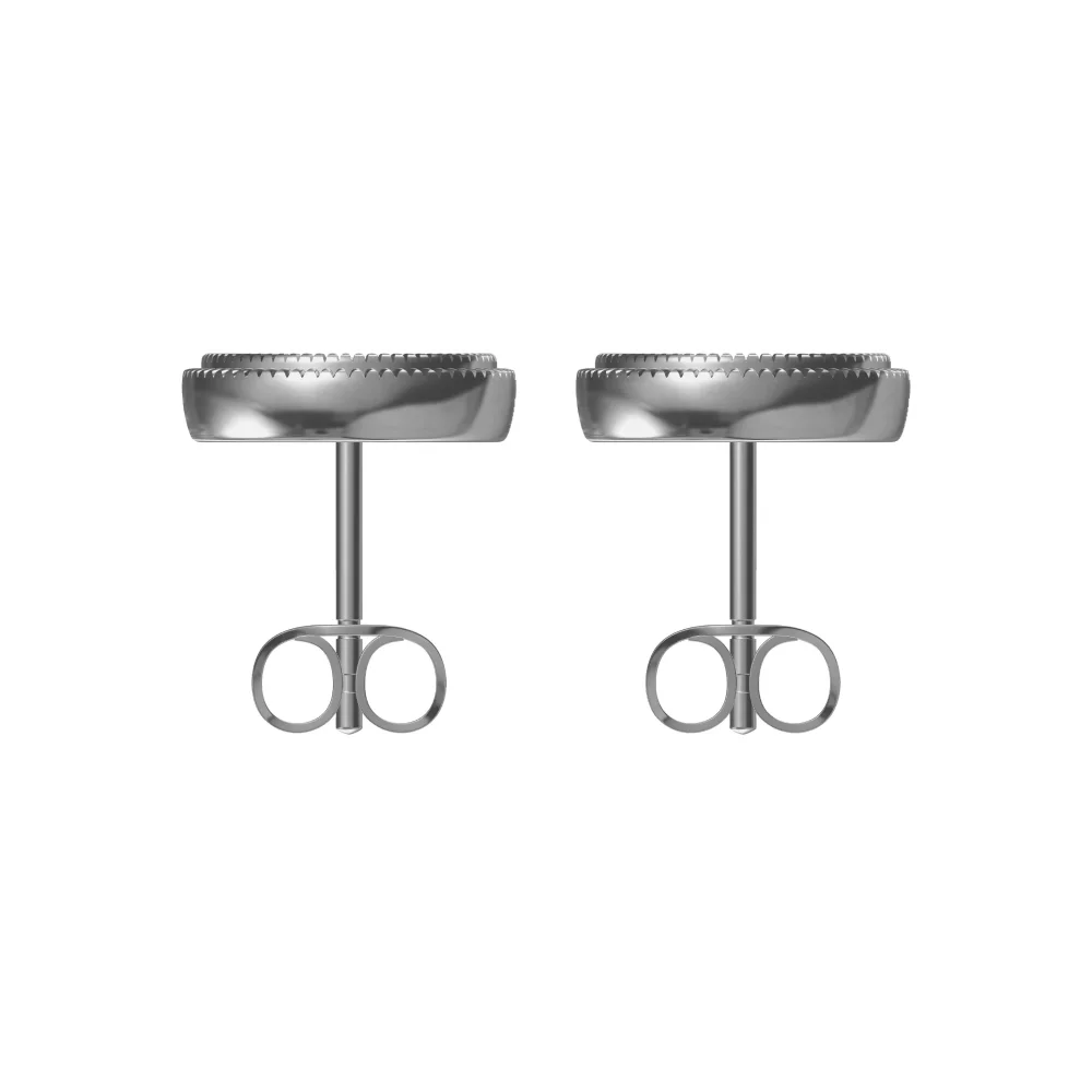 Silver Classic Round Stud Earrings