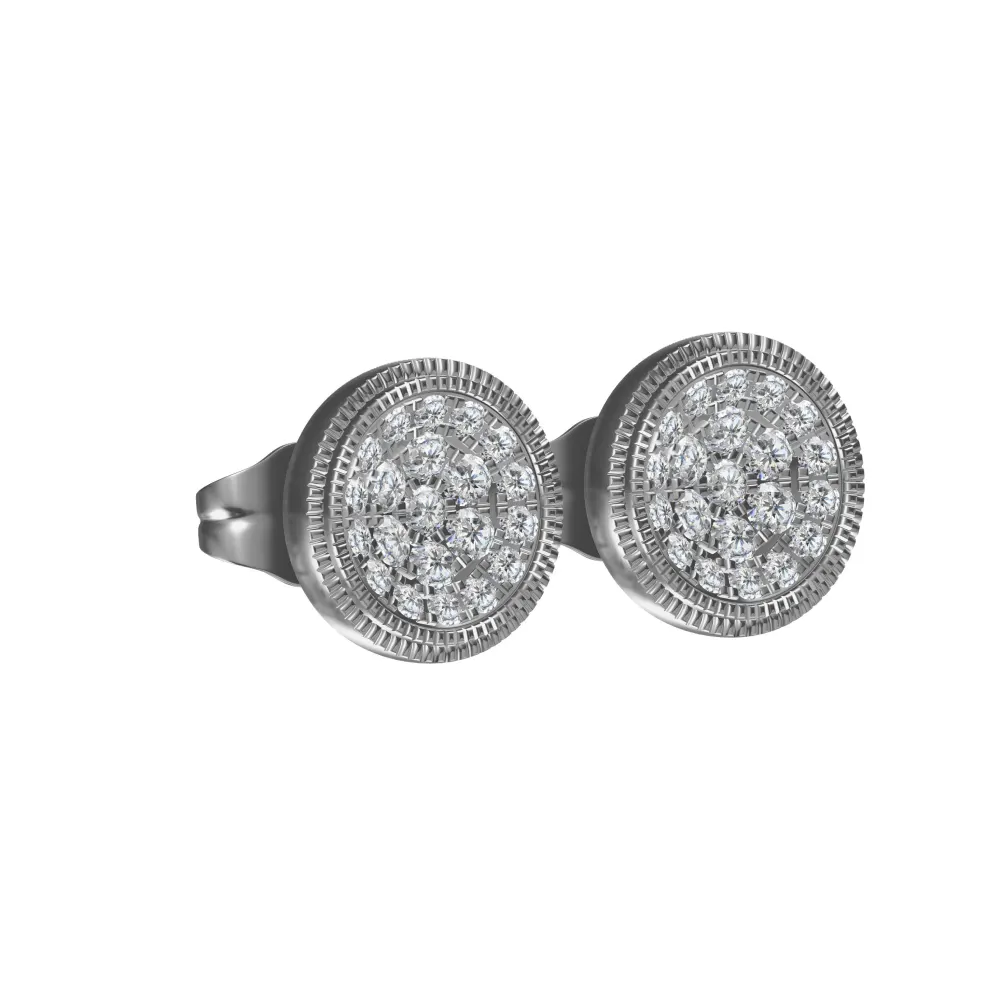 Silver Classic Round Stud Earrings