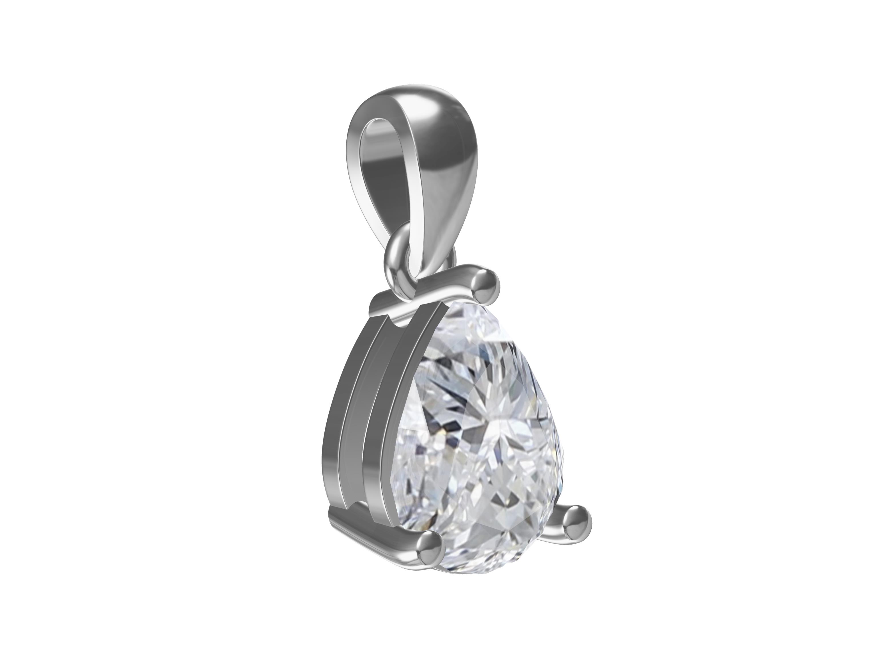 Pear Solitaire Diamond Pendant
