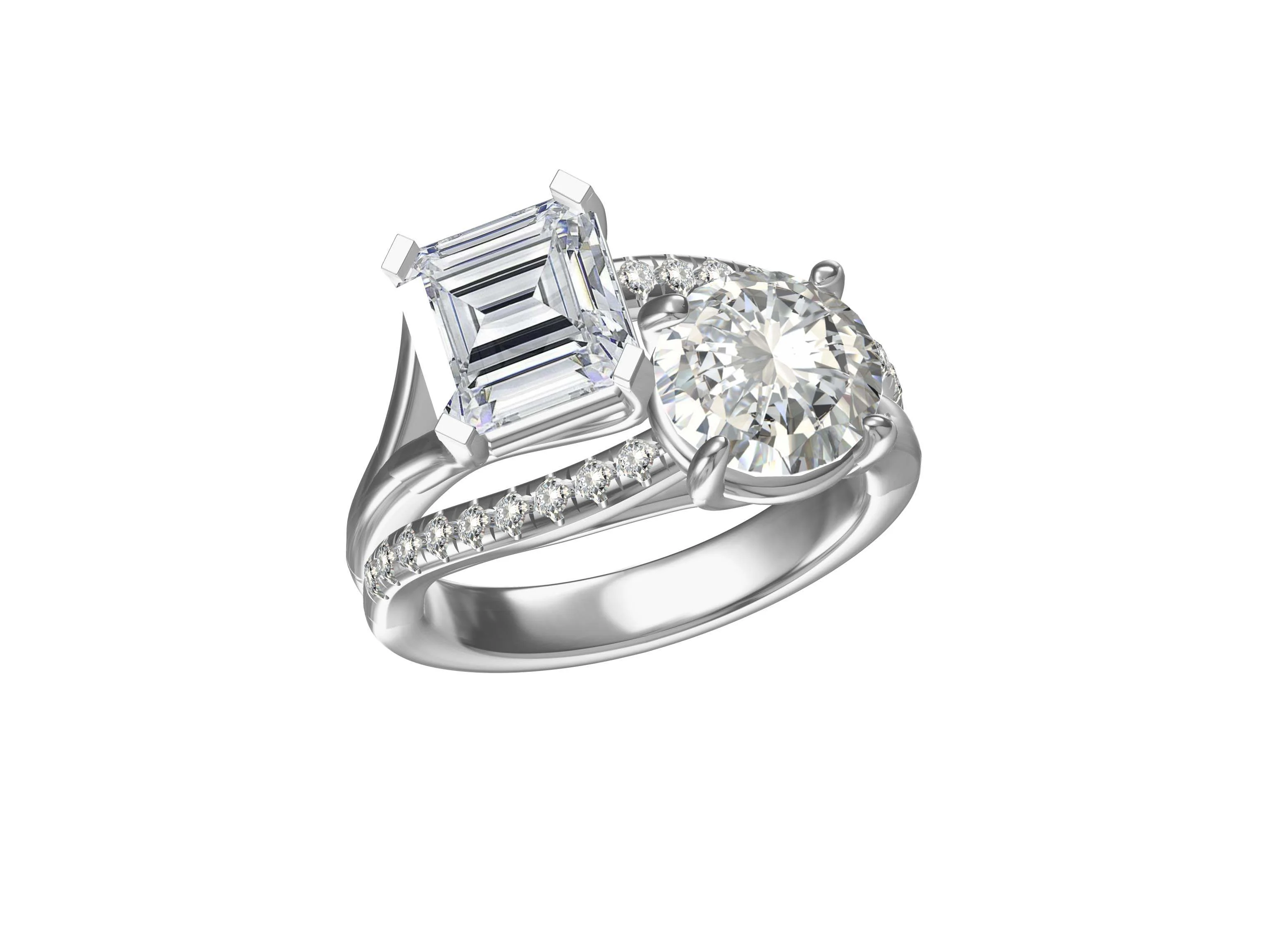 Duo love-charm silver ring